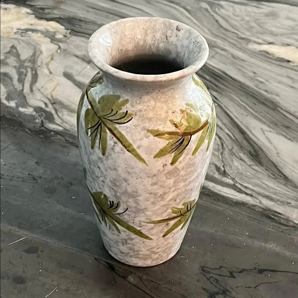 Hand Painted Italian Vase Pineapples Enamel Glaze 6”